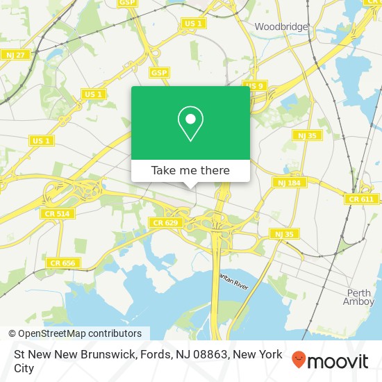 Mapa de St New New Brunswick, Fords, NJ 08863