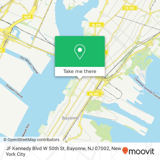 Mapa de JF Kennedy Blvd W 50th St, Bayonne, NJ 07002