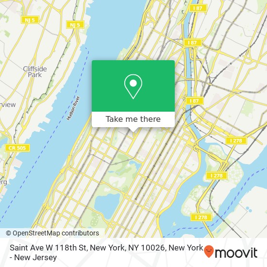 Saint Ave W 118th St, New York, NY 10026 map