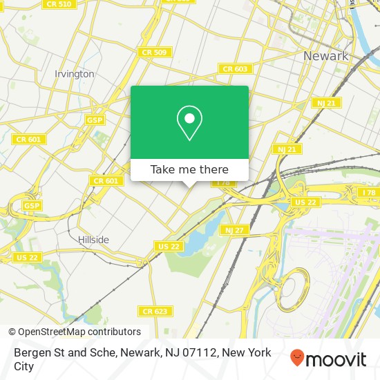 Mapa de Bergen St and Sche, Newark, NJ 07112