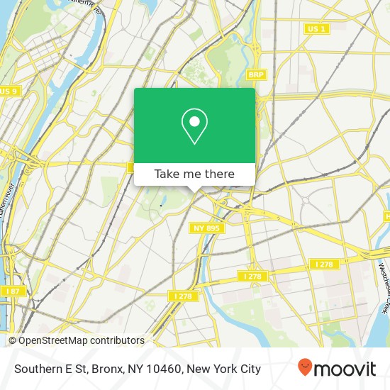 Mapa de Southern E St, Bronx, NY 10460