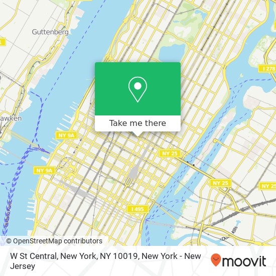 Mapa de W St Central, New York, NY 10019