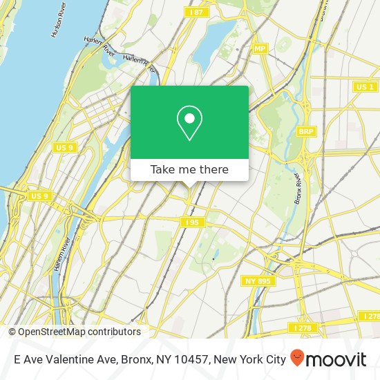 Mapa de E Ave Valentine Ave, Bronx, NY 10457