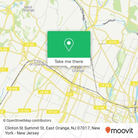 Mapa de Clinton St Summit St, East Orange, NJ 07017