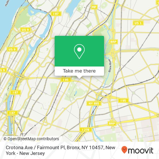 Mapa de Crotona Ave / Fairmount Pl, Bronx, NY 10457