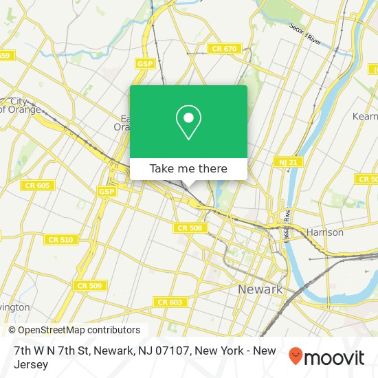 Mapa de 7th W N 7th St, Newark, NJ 07107
