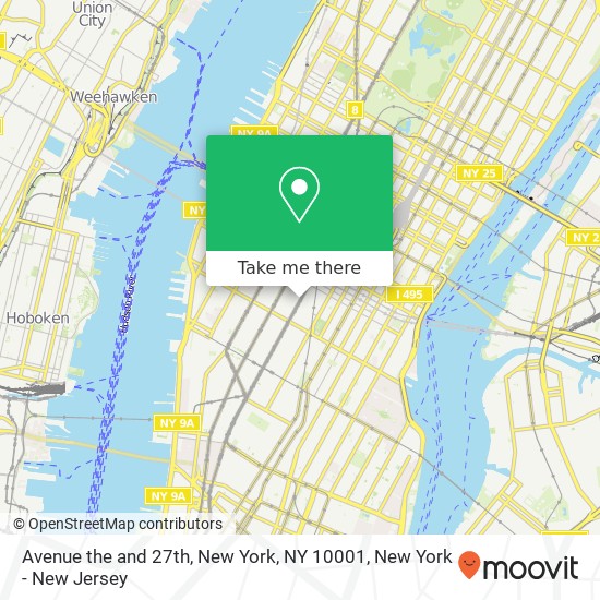 Mapa de Avenue the and 27th, New York, NY 10001