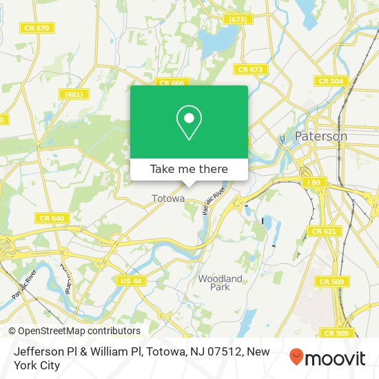 Jefferson Pl & William Pl, Totowa, NJ 07512 map