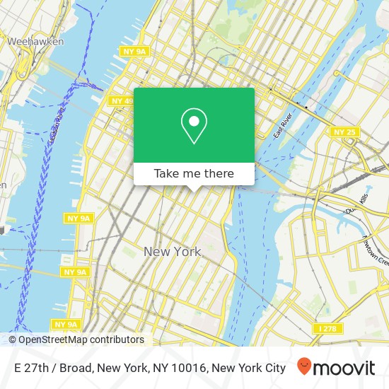 E 27th / Broad, New York, NY 10016 map