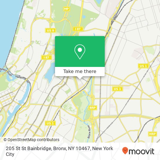 Mapa de 205 St St Bainbridge, Bronx, NY 10467