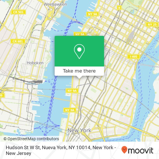 Mapa de Hudson St W St, Nueva York, NY 10014