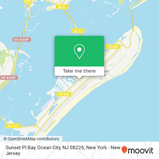 Mapa de Sunset Pl Bay, Ocean City, NJ 08226