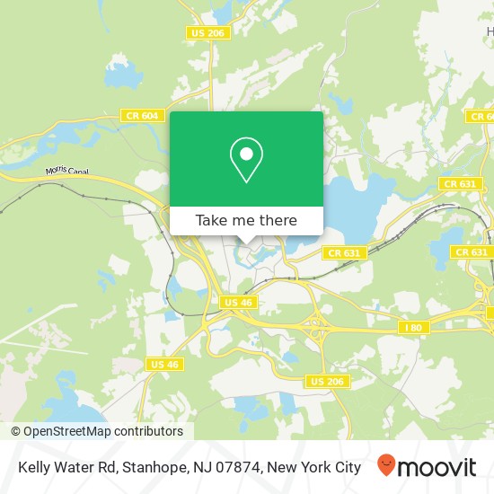 Mapa de Kelly Water Rd, Stanhope, NJ 07874