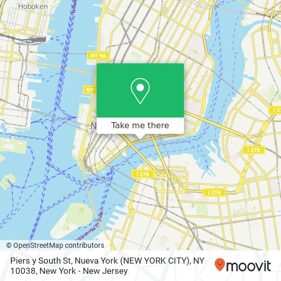 Mapa de Piers y South St, Nueva York (NEW YORK CITY), NY 10038