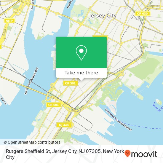 Mapa de Rutgers Sheffield St, Jersey City, NJ 07305