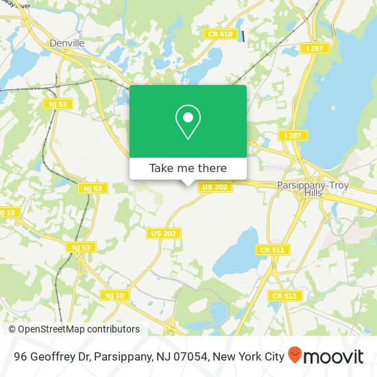 Mapa de 96 Geoffrey Dr, Parsippany, NJ 07054