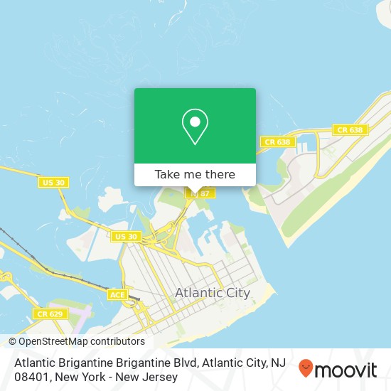 Mapa de Atlantic Brigantine Brigantine Blvd, Atlantic City, NJ 08401