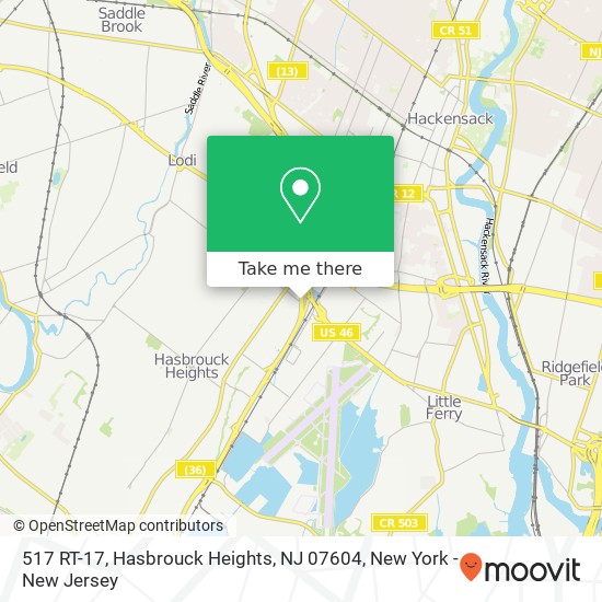 Mapa de 517 RT-17, Hasbrouck Heights, NJ 07604