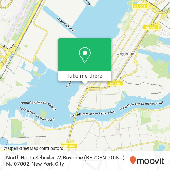Mapa de North North Schuyler W, Bayonne (BERGEN POINT), NJ 07002