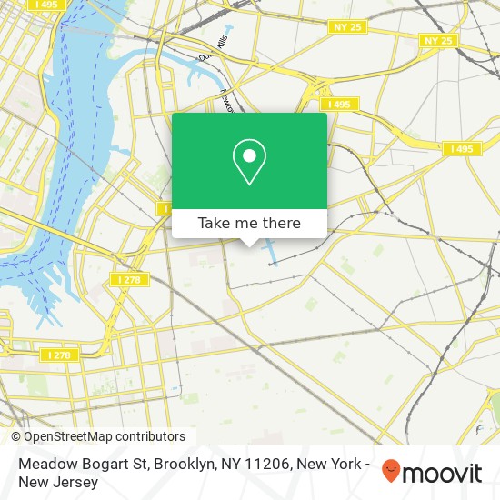 Mapa de Meadow Bogart St, Brooklyn, NY 11206