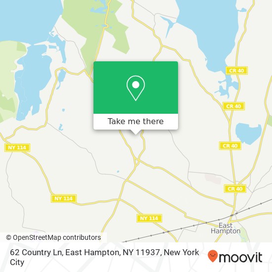 Mapa de 62 Country Ln, East Hampton, NY 11937