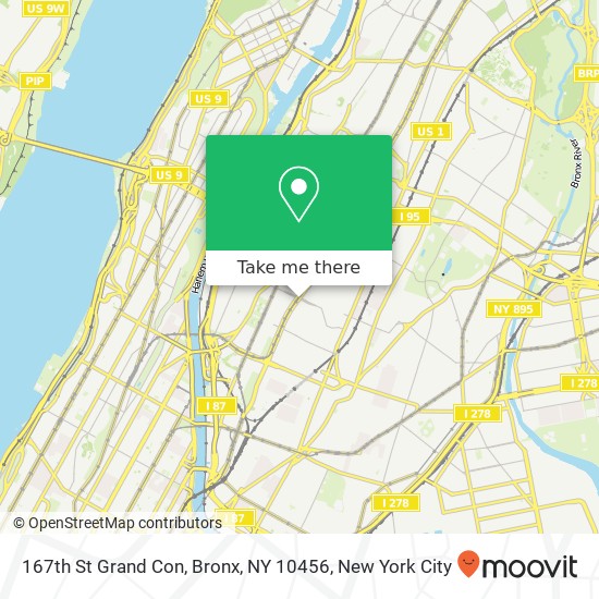 Mapa de 167th St Grand Con, Bronx, NY 10456