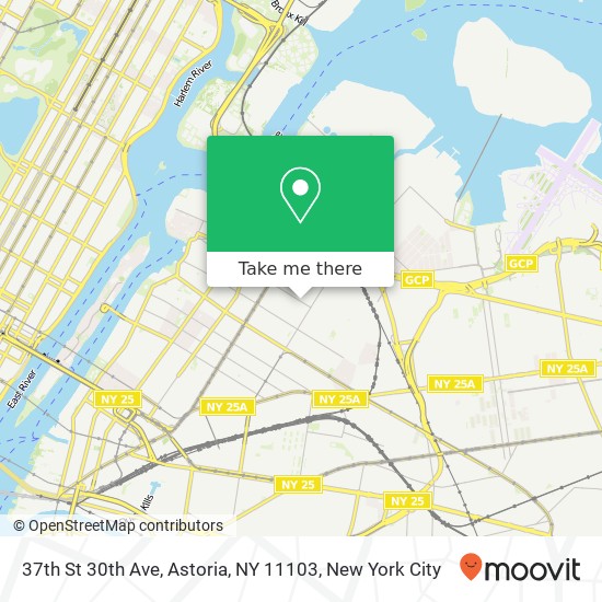 Mapa de 37th St 30th Ave, Astoria, NY 11103