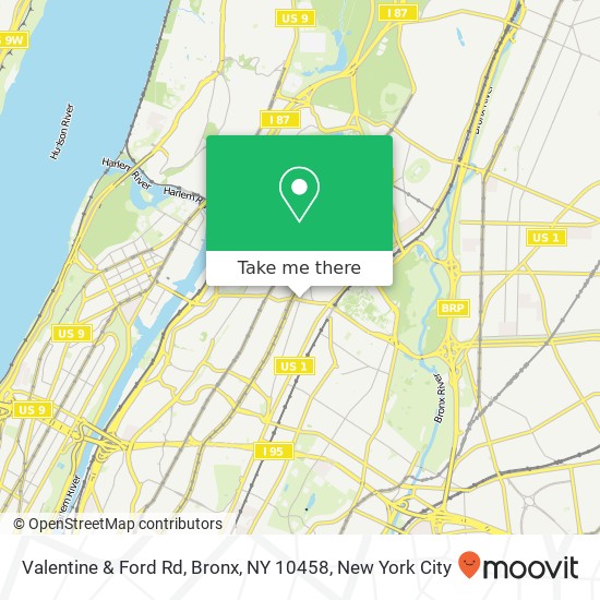 Mapa de Valentine & Ford Rd, Bronx, NY 10458