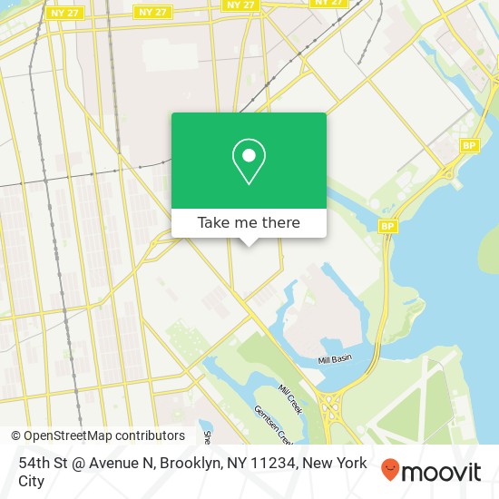 Mapa de 54th St @ Avenue N, Brooklyn, NY 11234