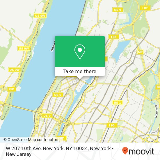 Mapa de W 207 10th Ave, New York, NY 10034