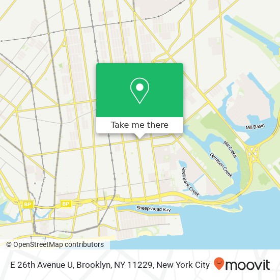 Mapa de E 26th Avenue U, Brooklyn, NY 11229
