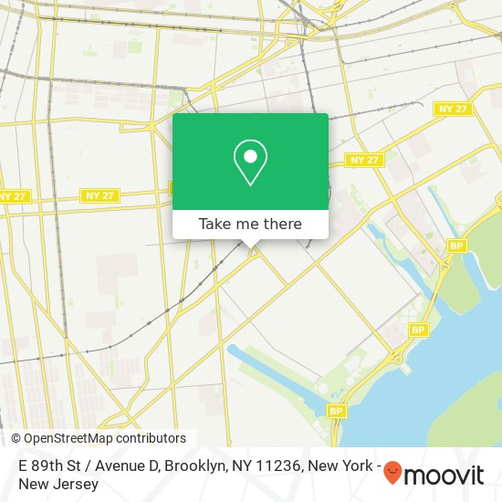 Mapa de E 89th St / Avenue D, Brooklyn, NY 11236