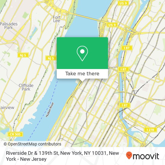 Riverside Dr & 139th St, New York, NY 10031 map