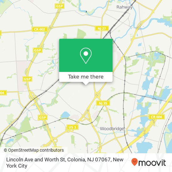 Mapa de Lincoln Ave and Worth St, Colonia, NJ 07067