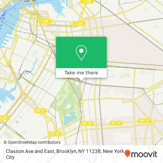 Mapa de Classon Ave and East, Brooklyn, NY 11238