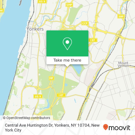 Mapa de Central Ave Huntington Dr, Yonkers, NY 10704