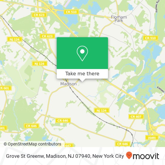 Mapa de Grove St Greenw, Madison, NJ 07940