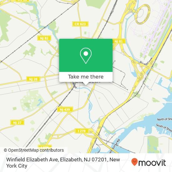 Mapa de Winfield Elizabeth Ave, Elizabeth, NJ 07201