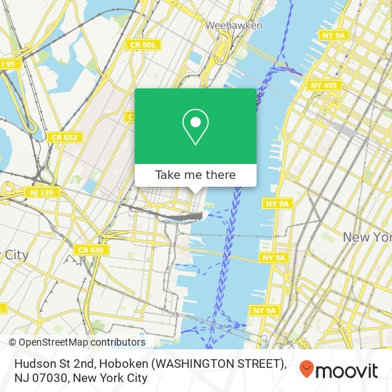 Hudson St 2nd, Hoboken (WASHINGTON STREET), NJ 07030 map