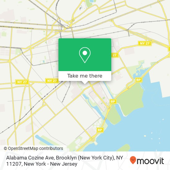 Mapa de Alabama Cozine Ave, Brooklyn (New York City), NY 11207