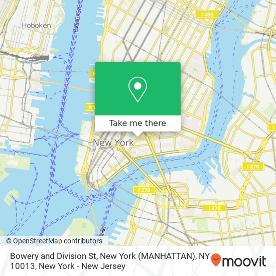 Bowery and Division St, New York (MANHATTAN), NY 10013 map