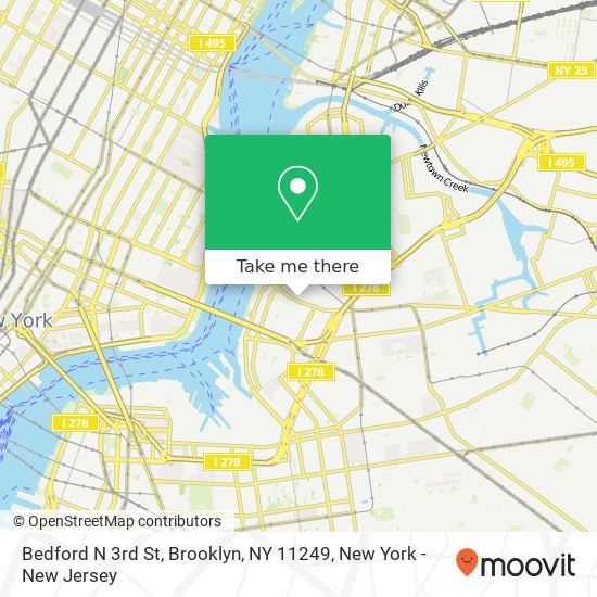 Mapa de Bedford N 3rd St, Brooklyn, NY 11249