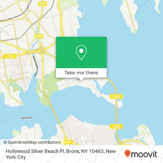 Mapa de Hollywood Silver Beach Pl, Bronx, NY 10465