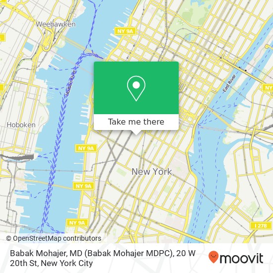 Mapa de Babak Mohajer, MD (Babak Mohajer MDPC), 20 W 20th St