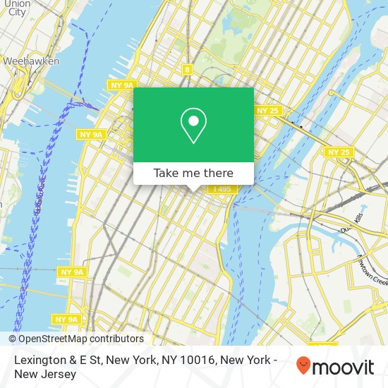 Lexington & E St, New York, NY 10016 map