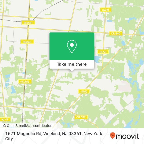 Mapa de 1621 Magnolia Rd, Vineland, NJ 08361