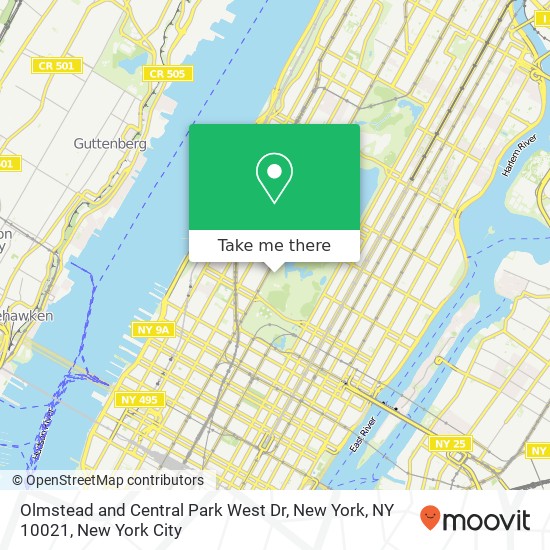 Olmstead and Central Park West Dr, New York, NY 10021 map
