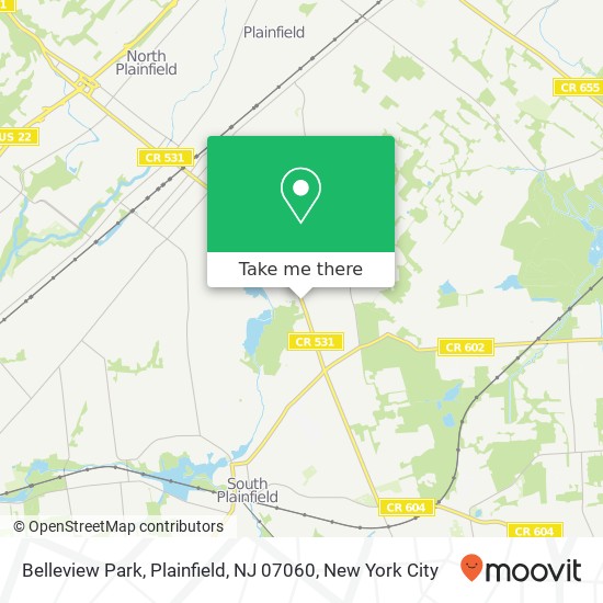 Mapa de Belleview Park, Plainfield, NJ 07060