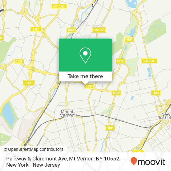 Parkway & Claremont Ave, Mt Vernon, NY 10552 map