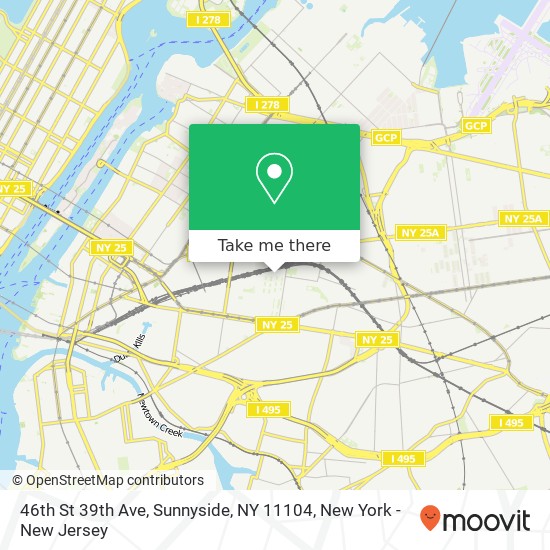 Mapa de 46th St 39th Ave, Sunnyside, NY 11104